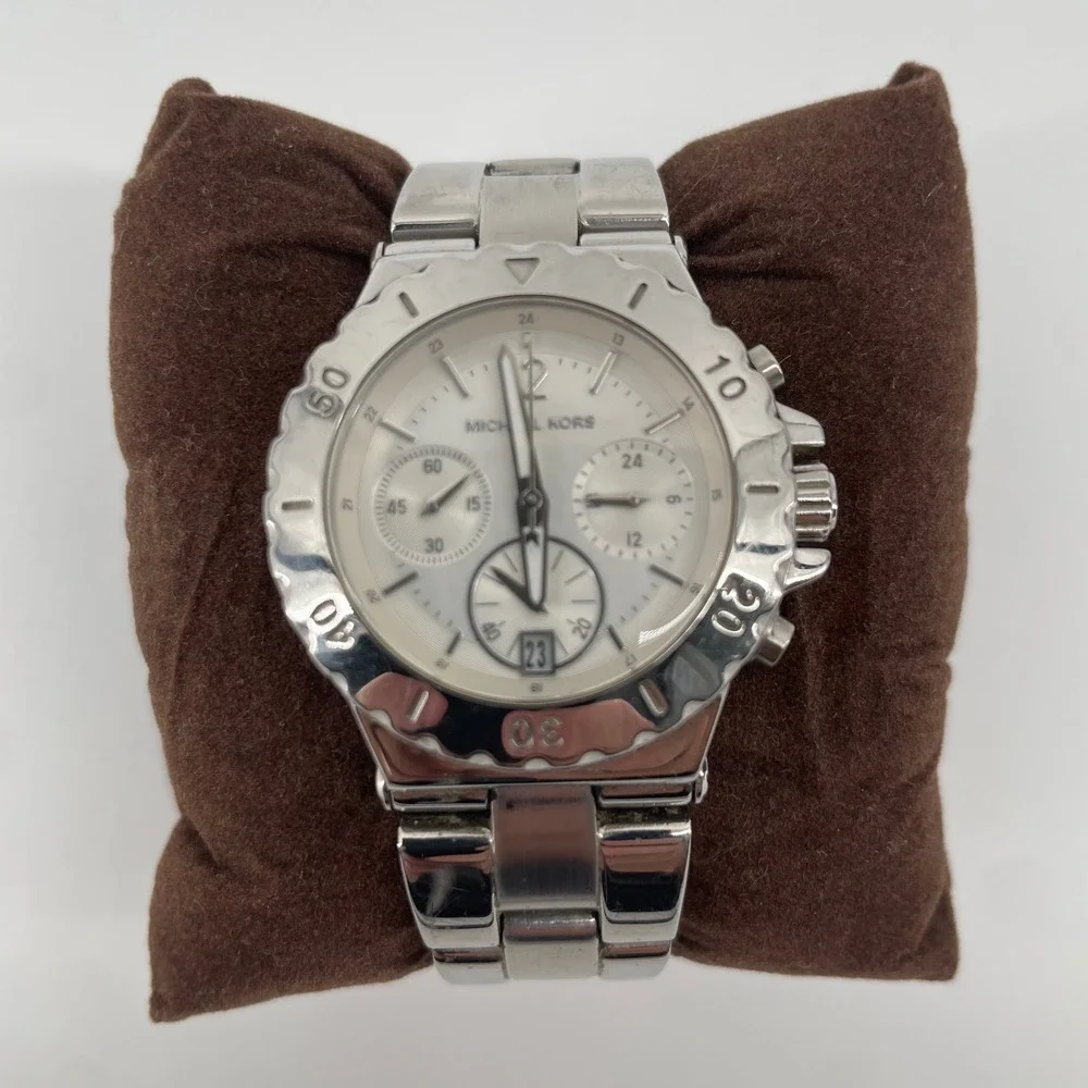 Michael Kors Watch Women OS Silver MK-5498 Chronograph Stainless Steel Bracelet